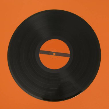 Sarı bir arka plan üzerinde siyah vinil kaydı