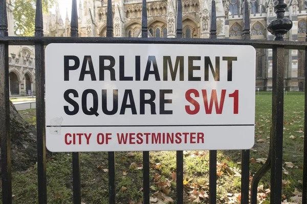 London Vereinigtes Königreich Oktober 2018 Straßenschild Parlamentsplatz London Vor Der — Stockfoto