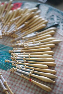 hassas bobin lacemaker iş, el sanatları ve sabır.