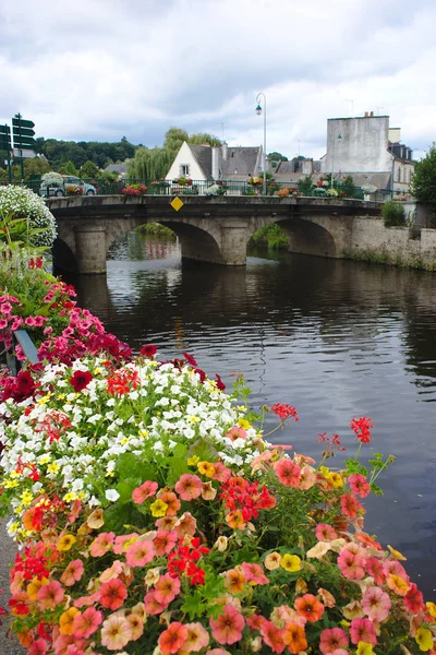 Kanalen Från Nantes Till Brest Centrum Pontivy Bretagne Morbihan Blommor — Stockfoto