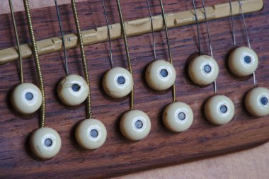 12 telli elektro-akustik gitar, köprü ayrıntı, keman