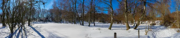 Panoramabild Kampanjen Snöiga Auvergne Sättet Att Den Puy Parioux Col — Stockfoto