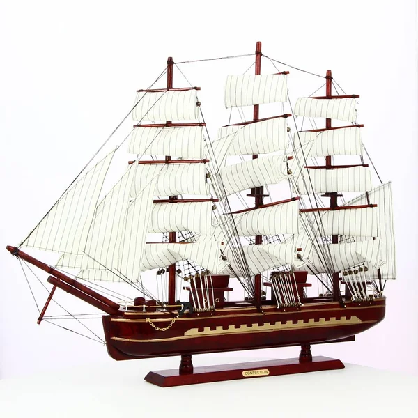 Model of ship on white background