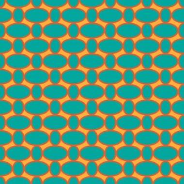 Turkuaz ve turuncu renklerde oval elemanları ile sorunsuz soyut geometrik basit vektör desen