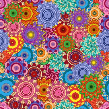 Floral seamless pattern with vivid various motley colourful stylized flowers, vector illustration as a paper wrapper clipart