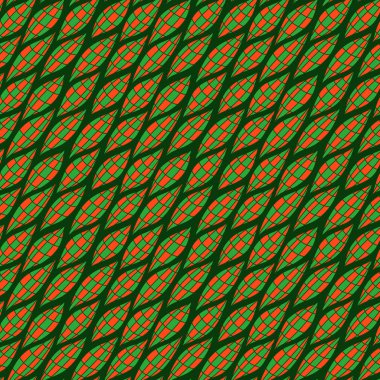 Yaprakları ile parlak desen turuncu bölüme ayrılmıştır ve yeşil renk koyu arka plan üzerinde sorunsuz vektör desen kumaş doku olarak