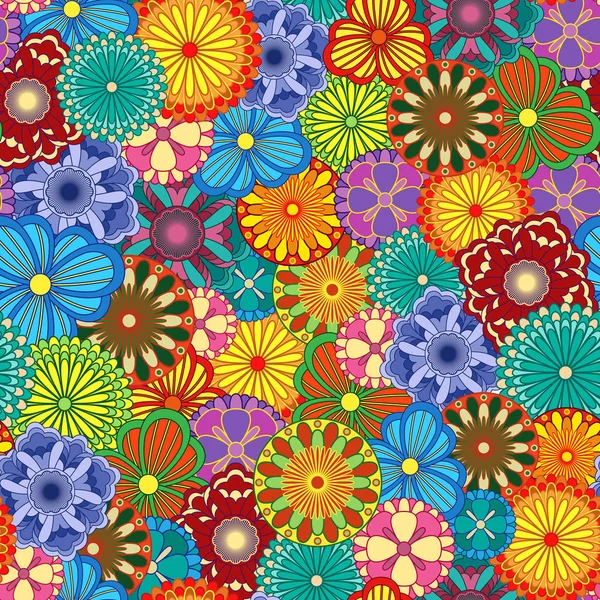 Floral Seamless Pattern Bright Vivid Various Motley Colourful Stylized Flowers — Stock Vector