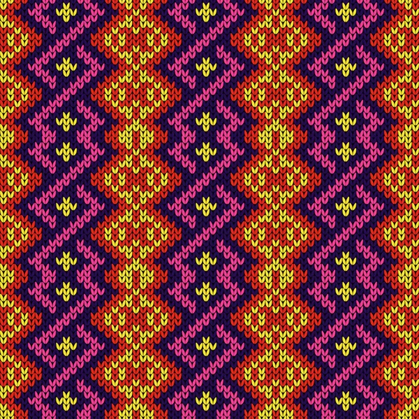 Motif Tricoté Sans Couture Coloré Rouge Jaune Violet Rose Vecteur — Image vectorielle