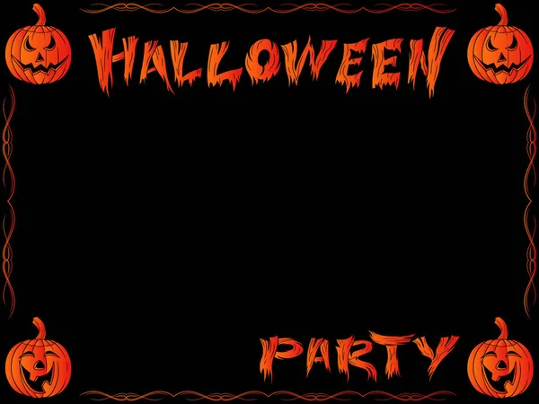 Cartão Postal Para Convidar Para Festa Halloween Com Letras Abóboras — Vetor de Stock