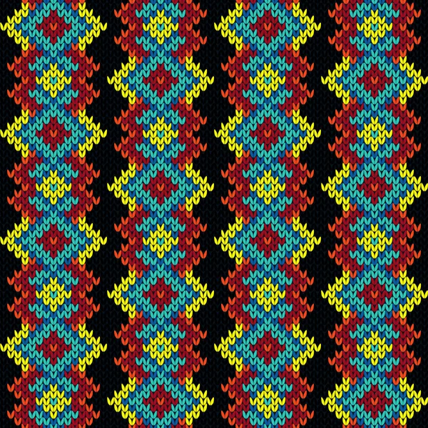 Motif Géométrique Tricoté Coloré Sans Couture Turquoise Rouge Jaune Sur — Image vectorielle