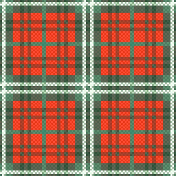 格子无缝五颜六色的图案在温暖的绿色和橙色的颜色 矢量作为织物纹理 — 图库矢量图片