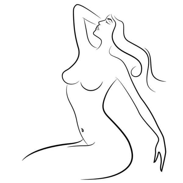 Corps Relaxant Gracieux Féminin Abstrait Illustration Vectorielle Esquisse — Image vectorielle