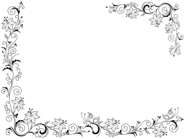 Wenskaart Met Sierlijke Swirl Floral Frame Geïsoleerd Witte Achtergrond Vectorillustratie — Stockvector