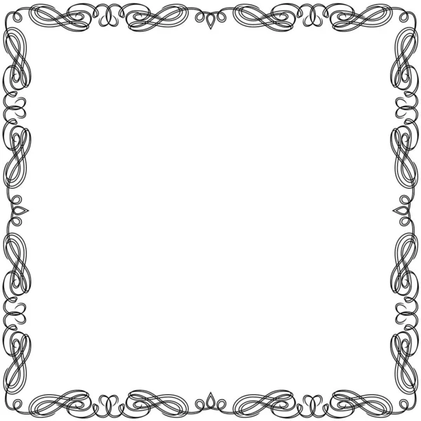 Grußkarte Mit Ornamentalem Wirbel Schwarzer Rahmen Isoliert Auf Weißem Hintergrund — Stockvektor