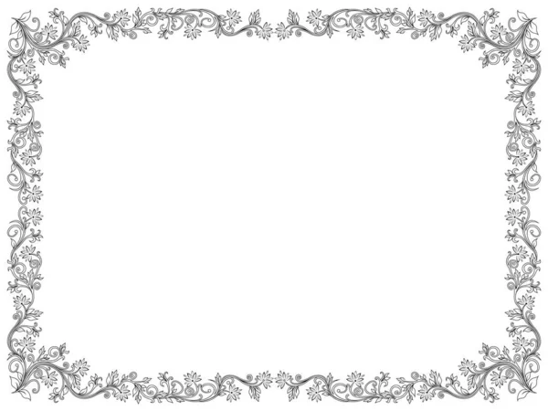 Декоративна Квіткова Рамка Листям Квітами Ізольовані Білому Тлі Векторні Ілюстрації — стоковий вектор