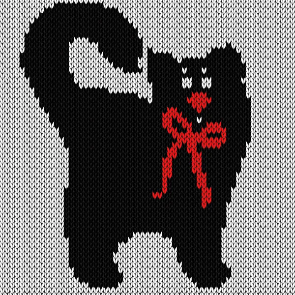 Divertido Gato Negro Con Corbata Roja Sobre Blanco Patrón Vectores — Vector de stock