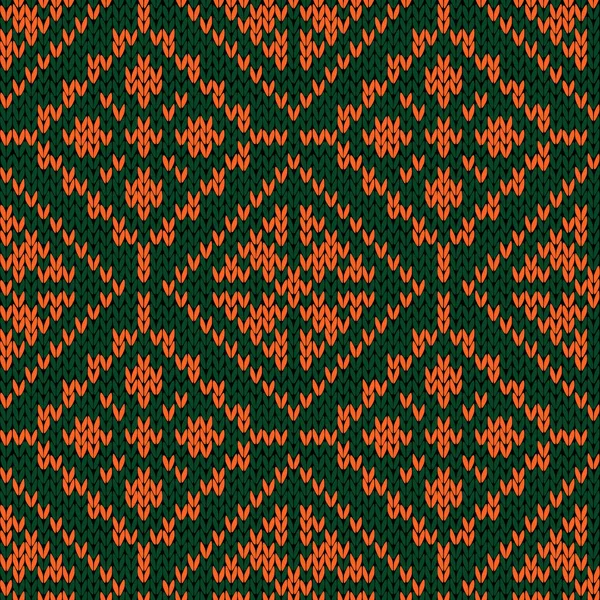 Motif Vectoriel Orné Tricoté Sans Couture Couleurs Vertes Orange Comme — Image vectorielle