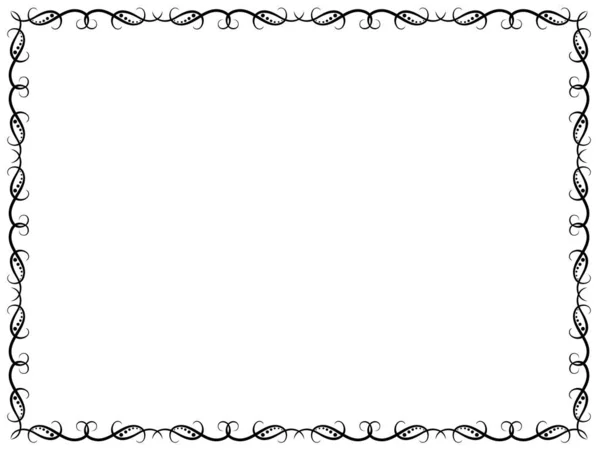 Pattern Black Ornate Floral Frame White Background Vector Artwork — Stock Vector