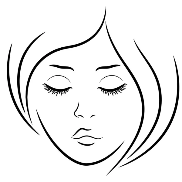 Cara Mujer Con Los Ojos Cerrados Dibujo Mano Esquema Vectorial — Archivo Imágenes Vectoriales