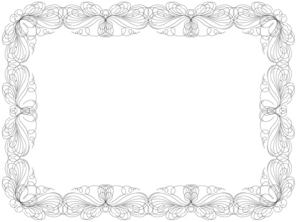 Grußkarte Mit Ornamentalem Strudel Blumenrahmen Isoliert Auf Weißem Hintergrund Vektorillustration — Stockvektor