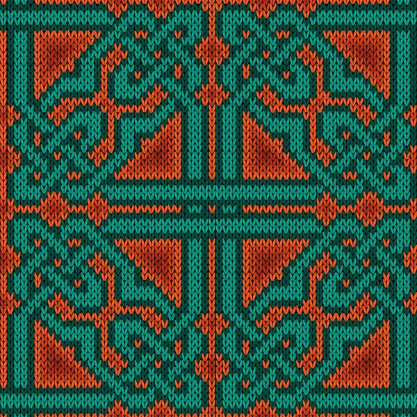 Motif Vectoriel Tricoté Sans Couture Décoré Oriental Aux Couleurs Orange — Image vectorielle