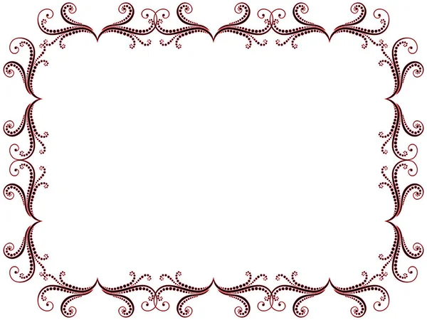 Ornate Greeting Card Black Red Swirl Floral Elements Frame White — Stock Vector