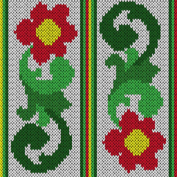 Pletací Barvu Květů Jednorozměrné Bezešvé Květinový Vzor Jako Textilie Textura — Stockový vektor