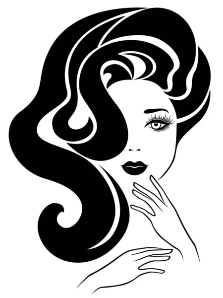 Нанесение Вреда Привлекательной Леди Роскошными Волнистыми Волосами Элегантными Ухоженными Руками — стоковый вектор
