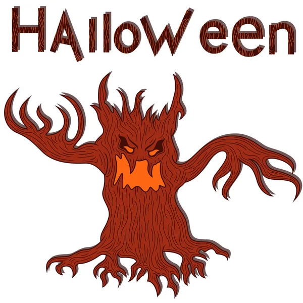 Halloween Mal Colère Arbre Rouge Tordu Avec Des Branches Comme — Image vectorielle
