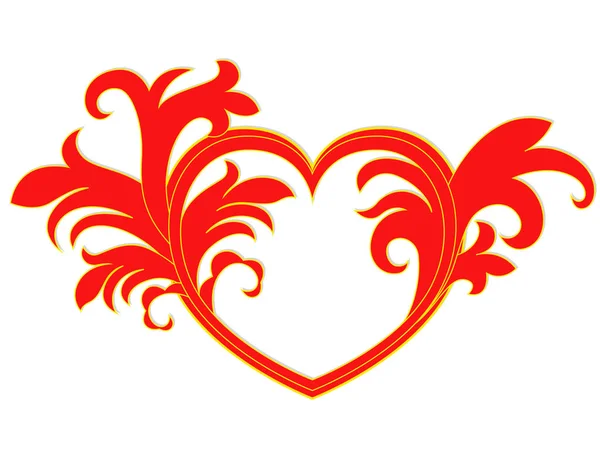Απλό Χρώμα Διάνυσμα Valentine Μοτίβο Κόκκινη Καρδιά Και Φλοράλ Στοιχεία — Διανυσματικό Αρχείο