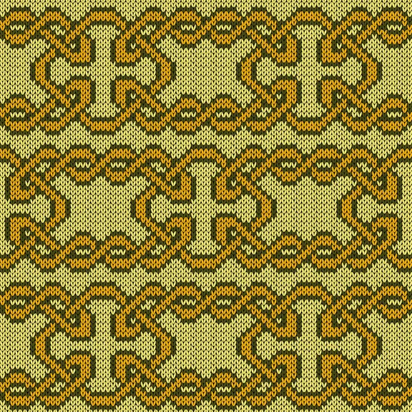 Pletené Zdobené Prokládaný Bezešvé Vektorové Vzorové Jako Textilie Textura Žluté — Stockový vektor