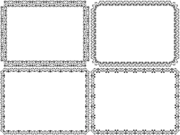 Set of four stencil decorative floral frames — Stock Vector