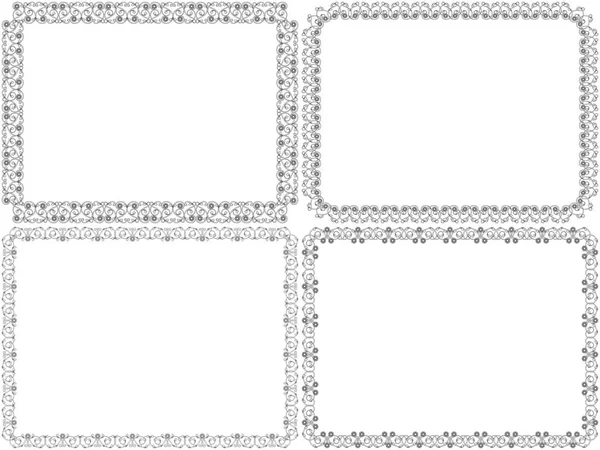 Set mit vier dekorativen floralen Rahmen — Stockvektor