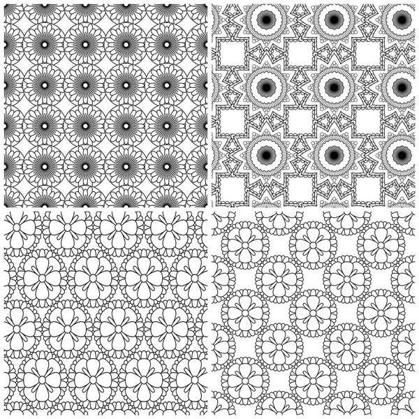 Cuatro patrones de malla floral sin costuras — Archivo Imágenes Vectoriales