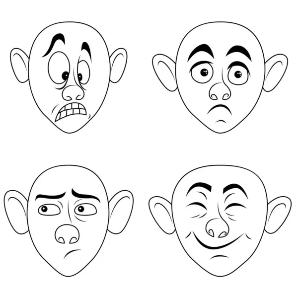 Ensemble de quatre grimaces mâles — Image vectorielle