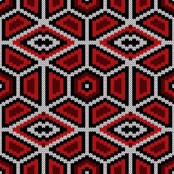 Связывание украшены плавный узор в красном, черном и белом цветах — стоковый вектор