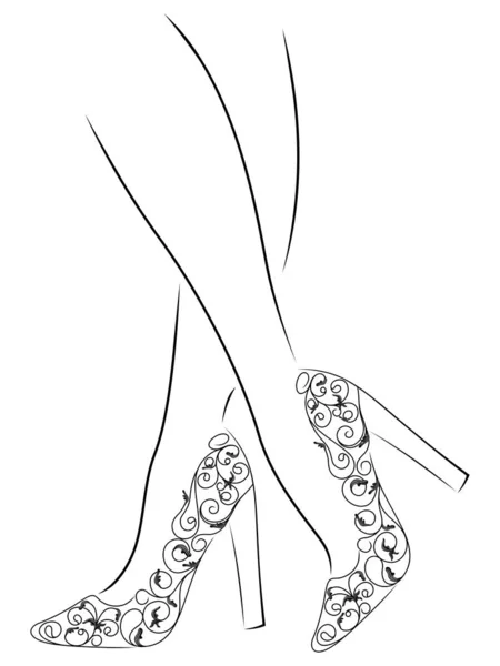 Çiçekli ayakkabızarif kadın ayakları — Stok Vektör