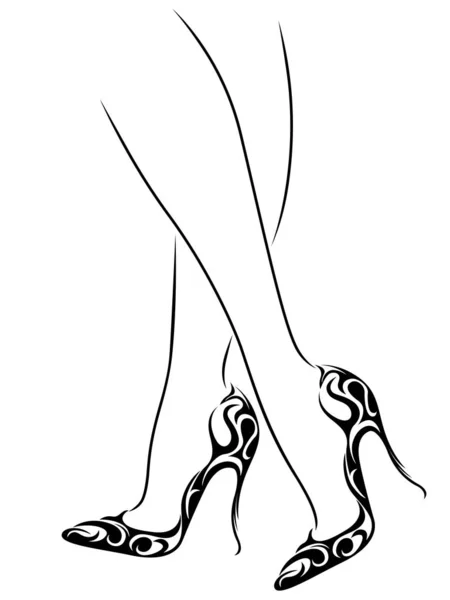 Graciösa kvinnors fötter i skor — Stock vektor
