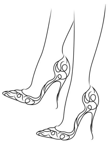 Elegantes pies femeninos en zapatos abstractos — Vector de stock