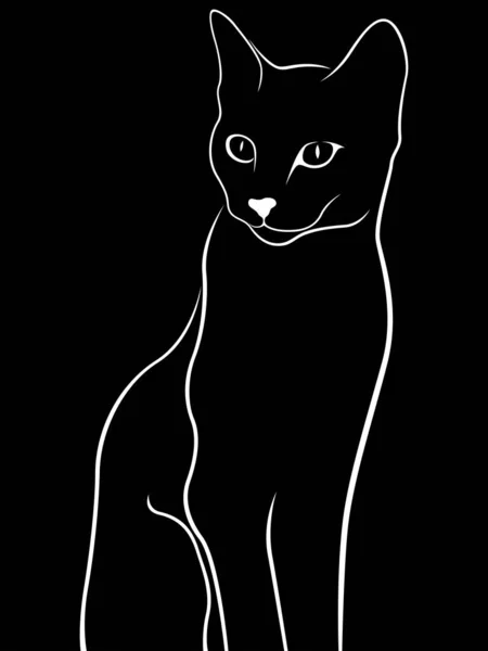 Pochoir noir de chat mignon abstrait — Image vectorielle