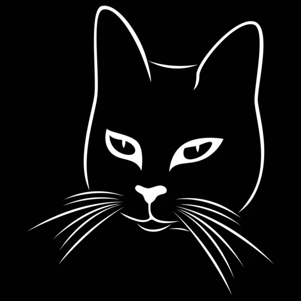 Pochoir noir de chat rusé abstrait — Image vectorielle