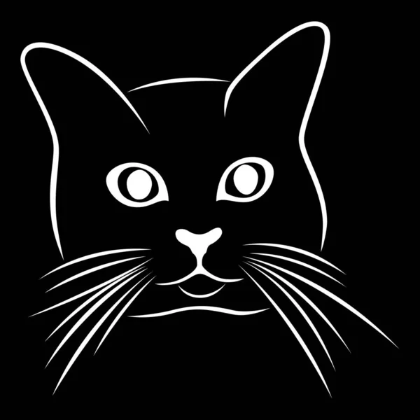 Stencil nero del muso del gatto carino — Vettoriale Stock