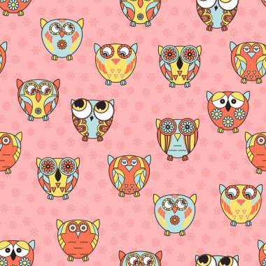 Karikatür ve komik baykuşlar ile dikişsiz doku