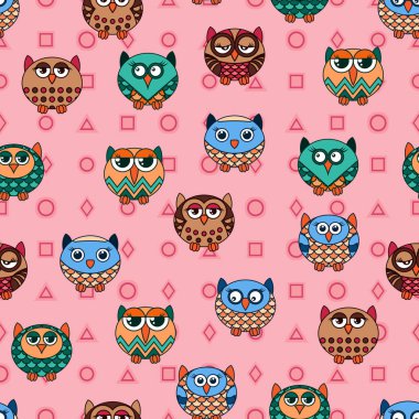 Çizgi film baykuşlarıyla kusursuz doku.