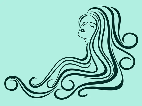 Affascinante signora con capelli ventosi — Vettoriale Stock