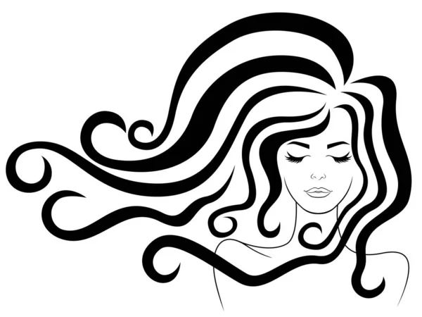 Beautiful woman with luxury hair in flow — Stock Vector