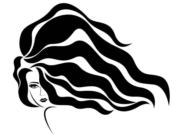 Mujer encantadora con el pelo en el flujo — Vector de stock