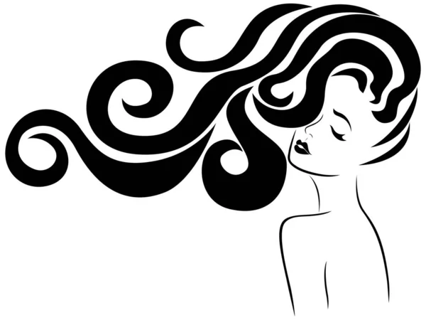 Красивая и элегантная женщина с роскошными и длинными ветреными волосами — стоковый вектор