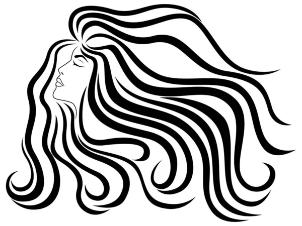 Elegant lady with windy hair — Stock Vector