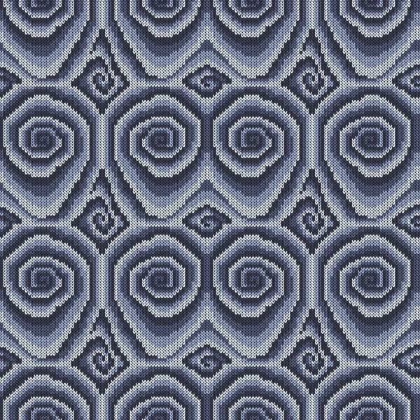 Бесшовное вязание, украшенное серым синим цветом — стоковый вектор